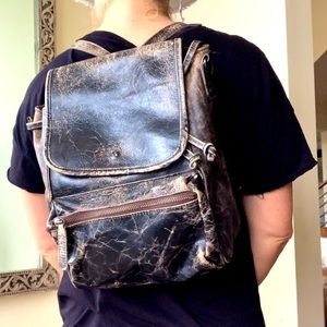 BEDSTU Distressed Leather Backpack Messenger Bag